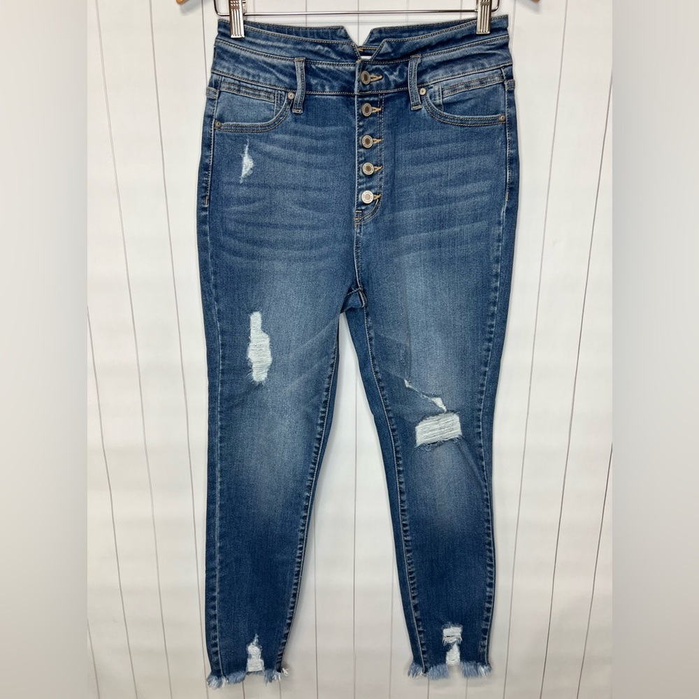 KanCan Dark Blue Button-Up Skinny Jeans